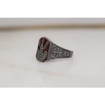 Srebrny Polski Patriotyczny Sygnet - Polska 1942 - Pierścień Jerusalem