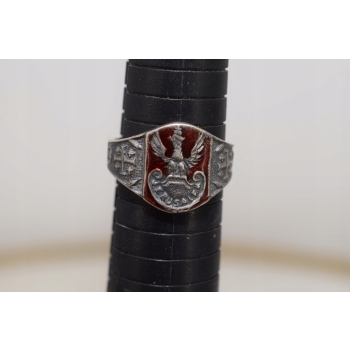 Srebrny Polski Patriotyczny Sygnet - Polska 1942 - Pierścień Jerusalem