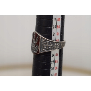 Srebrny Polski Patriotyczny Sygnet - Polska 1942 - Pierścień Jerusalem