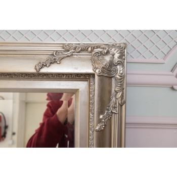 Piękne Kryształowe Lustro - Prostokątne - Srebrna Rama Secesja - Dekoracja