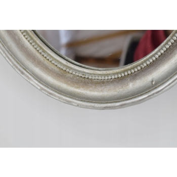 Srebrne Owalne Lustro Anioły - Amory - Kryształowe - Srebrna Rama - Ozdoba