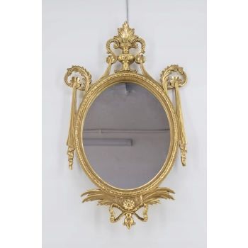 Złota Lustro Owalne - Rama Złota Owalna - Wstęgi - Piękne Kryształowe