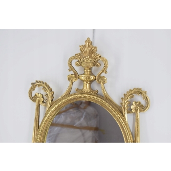 Złota Lustro Owalne - Rama Złota Owalna - Wstęgi - Piękne Kryształowe