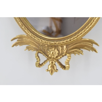 Złota Lustro Owalne - Rama Złota Owalna - Wstęgi - Piękne Kryształowe