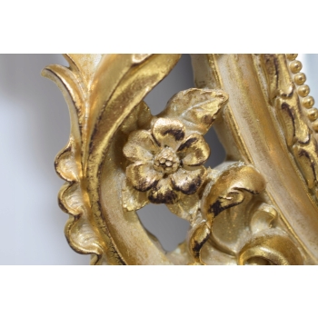 Złote Owalne Lustro Anioły - Amory - Kryształowe - Liście Kwiaty - Ozdoba