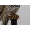 Porcelanowy Świecznik Papuga - Porcelana + Brąz - Biało Czarna Ozdoba