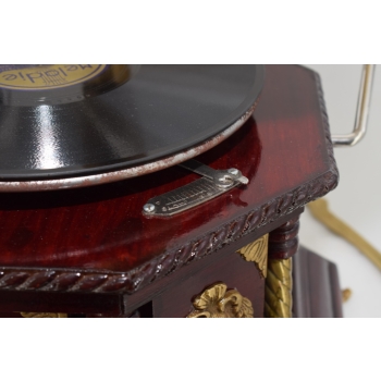 Gramofon - Patefon - 8 Kat - Mahoń - Sprawny - Zdobienia Tuba Rzeźbiona