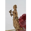 Porcelanowa Patera - Kareta Zaprzęg - Porcelana Czerwona Brąz Secesja Anioł