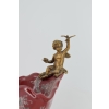 Porcelanowa Patera - Kareta Zaprzęg - Porcelana Czerwona Brąz Secesja Anioł