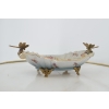 Porcelanowa Mini Patera - Mydelniczka - Porcelana + Brąz - Ważki