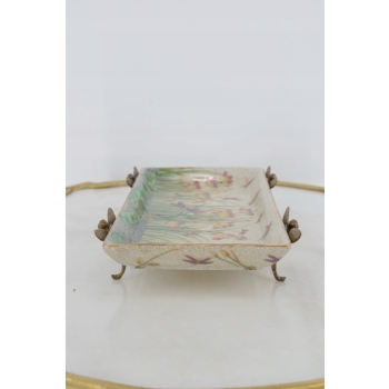 Porcelanowa Mini Patera - Mydelniczka - Porcelana + Brąz - Ważki - Ozdoba