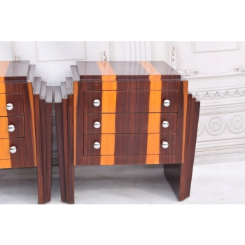 Dwie Komody Art Deco - Stolik Nocny - Szafki Szafy - 3 Szuflady - Czeczot