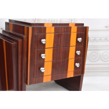Dwie Komody Art Deco - Stolik Nocny - Szafki Szafy - 3 Szuflady - Czeczot