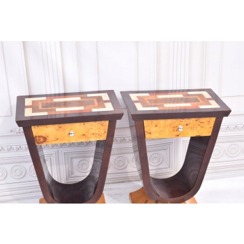 Dwa Nakastliki - Stoliki Szafki Nocne Art Deco - Stół KOMPLET