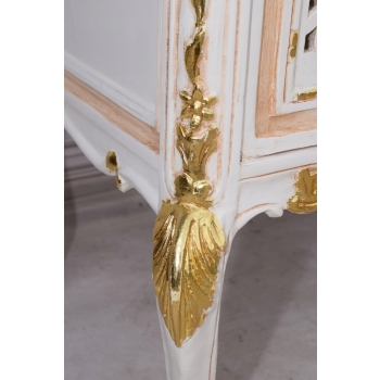 Duża Francuska Witryna – 100% Drewno – Creme – Gablota Serwantka