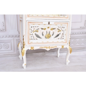 Duża Francuska Witryna – 100% Drewno – Creme – Gablota Serwantka