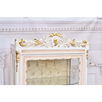 Duża Francuska Witryna – 100% Drewno – Creme – Gablota Serwantka