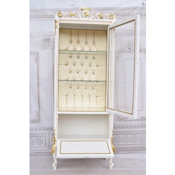 Duża Francuska Witryna – 100% Drewno – Creme – Gablota Serwantka