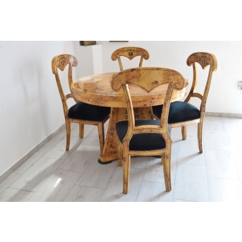 Polski Stół Art Deco + 4 Krzesła Okrągły - Instarsje - Meble Salon Jadalnia