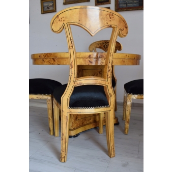 Polski Stół Art Deco + 4 Krzesła Okrągły - Instarsje - Meble Salon Jadalnia