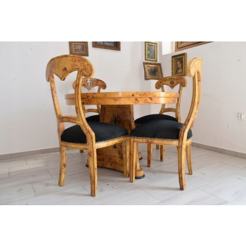 Polski Stół Art Deco + 4 Krzesła Okrągły - Instarsje - Meble Salon Jadalnia