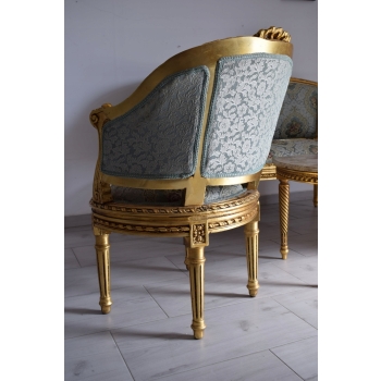 PAŁACOWY Komplet Mebli - Kawowy - Wypoczynek Sofa + 2 Fotele + Stół
