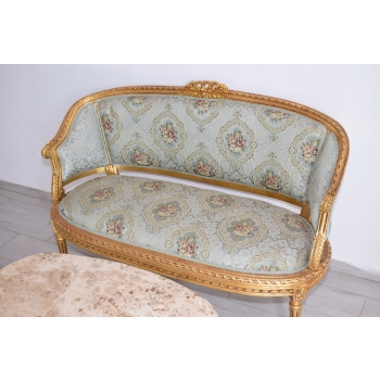PAŁACOWY Komplet Mebli - Kawowy - Wypoczynek Sofa + 2 Fotele + Stół