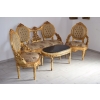 KRÓLEWSKI Komplet Mebli - Kawowy - Wypoczynek Sofa + 2 Fotele + Stół