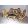 KRÓLEWSKI Komplet Mebli - Kawowy - Wypoczynek Sofa + 2 Fotele + Stół