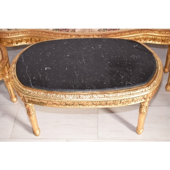 KRÓLEWSKI Komplet Mebli - Kawowy - Wypoczynek Sofa + 2 Fotele + Stół