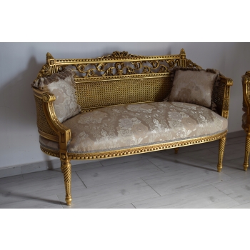 KRÓLEWSKI Komplet Mebli - Kawowy - Wypoczynek Sofa + 2 Fotele + Stół
