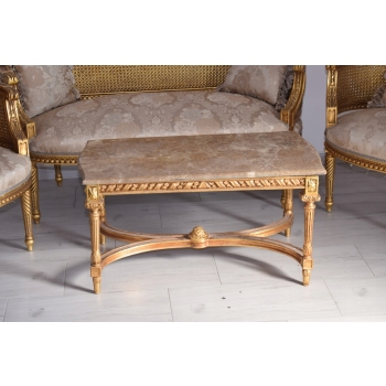 KRÓLEWSKI Komplet Mebli - Kawowy - Wypoczynek Sofa + 2 Fotele + Stół