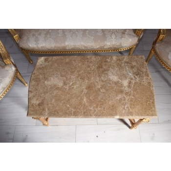 KRÓLEWSKI Komplet Mebli - Kawowy - Wypoczynek Sofa + 2 Fotele + Stół
