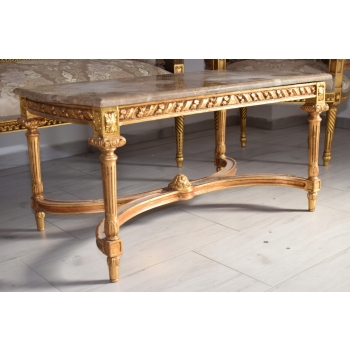 KRÓLEWSKI Komplet Mebli - Kawowy - Wypoczynek Sofa + 2 Fotele + Stół