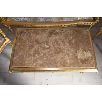 KRÓLEWSKI Komplet Mebli - Kawowy - Wypoczynek Sofa + 2 Fotele + Stół