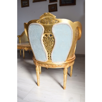 KRÓLEWSKI Komplet Mebli - Kawowy - Wypoczynek Sofa + 2 Fotele + Stół