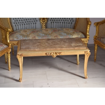 KRÓLEWSKI Komplet Mebli - Kawowy - Wypoczynek Sofa + 2 Fotele + Stół