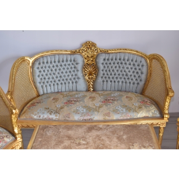 KRÓLEWSKI Komplet Mebli - Kawowy - Wypoczynek Sofa + 2 Fotele + Stół