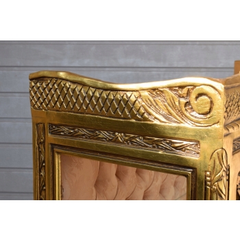 Pałacowa Wielka Francuska Witryna - 100% Drewno - Złota – Gablota Serwantka