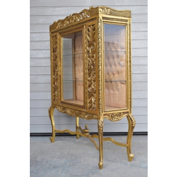 Pałacowa Wielka Francuska Witryna - 100% Drewno - Złota – Gablota Serwantka