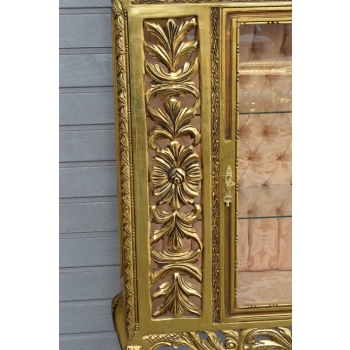 Pałacowa Wielka Francuska Witryna - 100% Drewno - Złota – Gablota Serwantka
