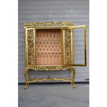 Pałacowa Wielka Francuska Witryna - 100% Drewno - Złota – Gablota Serwantka