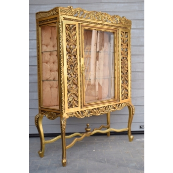 Pałacowa Wielka Francuska Witryna - 100% Drewno - Złota – Gablota Serwantka