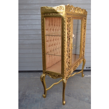 Pałacowa Wielka Francuska Witryna - 100% Drewno - Złota – Gablota Serwantka