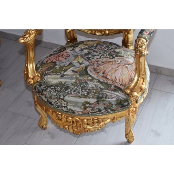 PAŁACOWY Komplet Wypoczynkowy GOBELIN - Wypoczynek Sofa + 4 Fotele + Stół