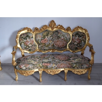 PAŁACOWY Komplet Wypoczynkowy GOBELIN - Wypoczynek Sofa + 4 Fotele + Stół