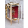 Podświetlana Francuska Witryna - Drewno - Złota + Creme Gablota Serwantka