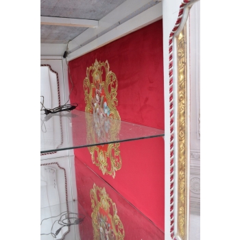 Podświetlana Francuska Witryna - Drewno - Złota + Creme Gablota Serwantka