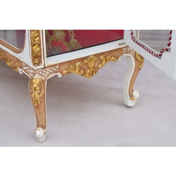 Podświetlana Francuska Witryna - Drewno - Złota + Creme Gablota Serwantka