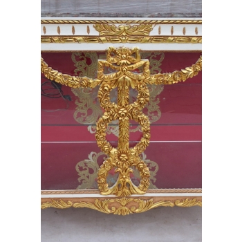 Podświetlana Francuska Witryna - Drewno - Złota + Creme Gablota Serwantka